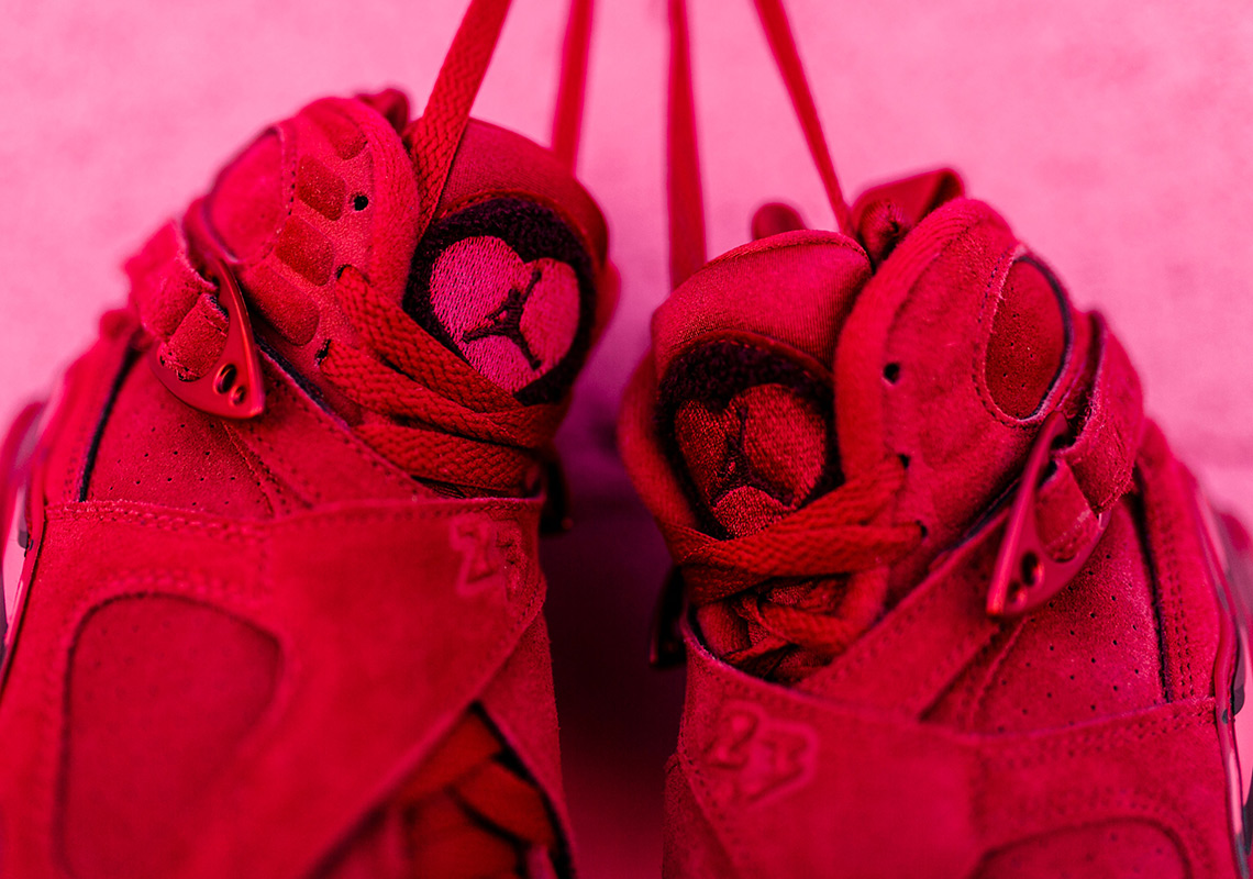 Jordan 8 Valentines Day Red Suede Release Info SneakerNews