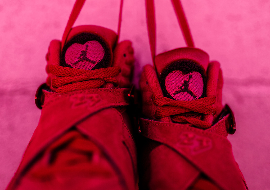 Valentines Day Air Jordan 8 Retro Red Suede 7