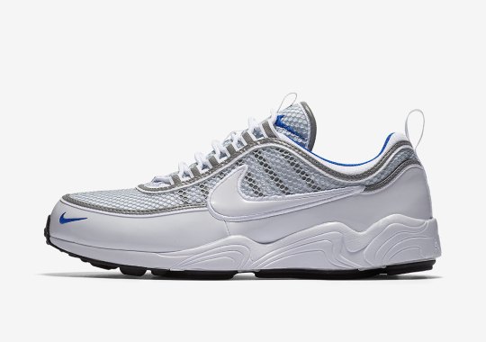 The Nike Zoom Spiridon In White And Platinum Blue