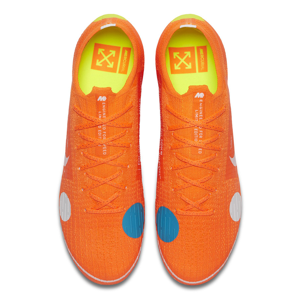 Virgil Abloh Off White Nike Vapor 12 Elite SE FG Orange Cleats |  