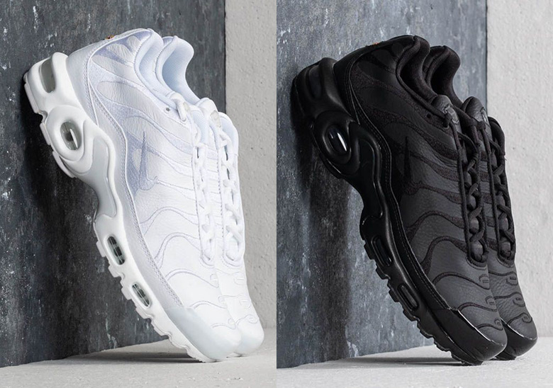 Nike Air Max Plus Leather Uppers Black + SneakerNews.com