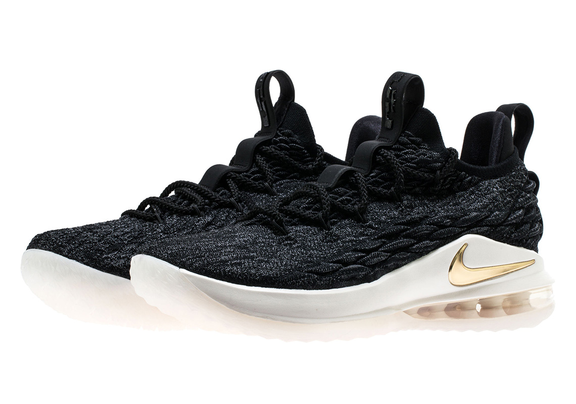 lebron shoes 15 black and gold