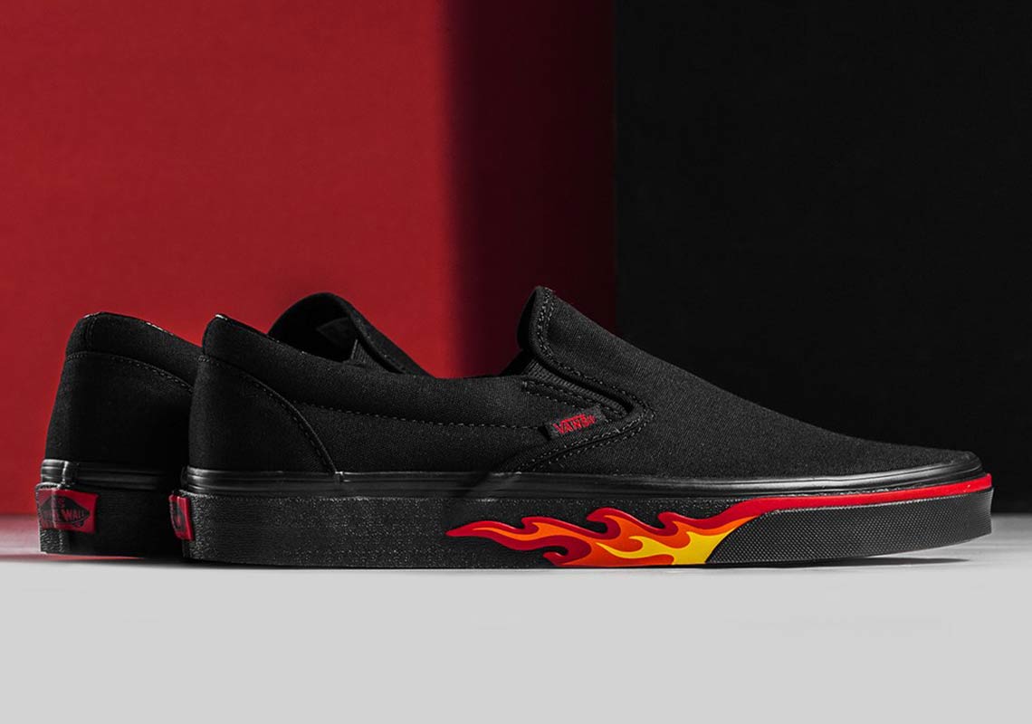 all black vans with flames