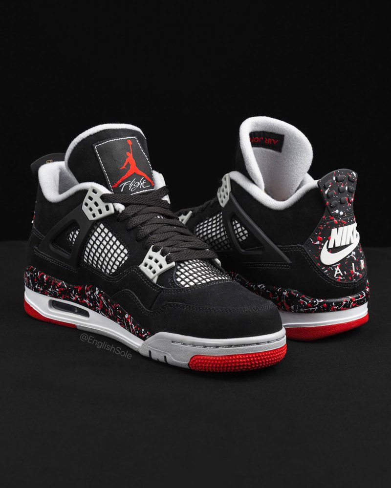 Drake Air Jordan 4 Black Red Splatter | SneakerNews.com