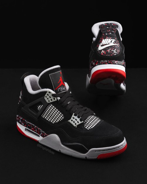 Drake Air Jordan 4 Black Red Splatter 