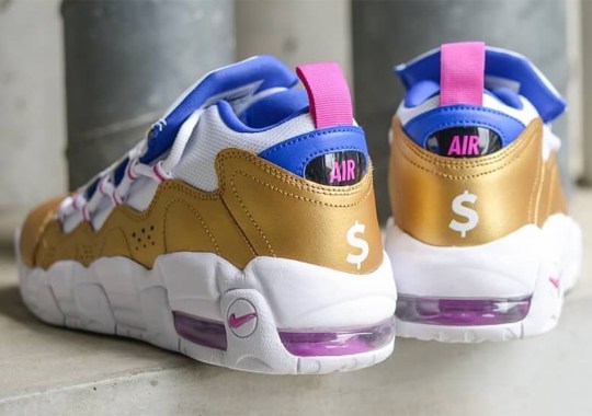 nike air more money white gold fuchsia royal