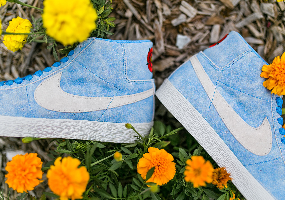 blue flower nike blazer