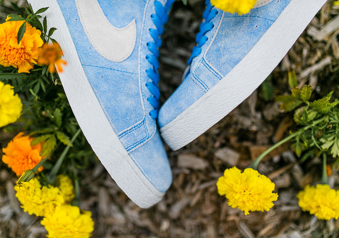 blue flower nike blazer