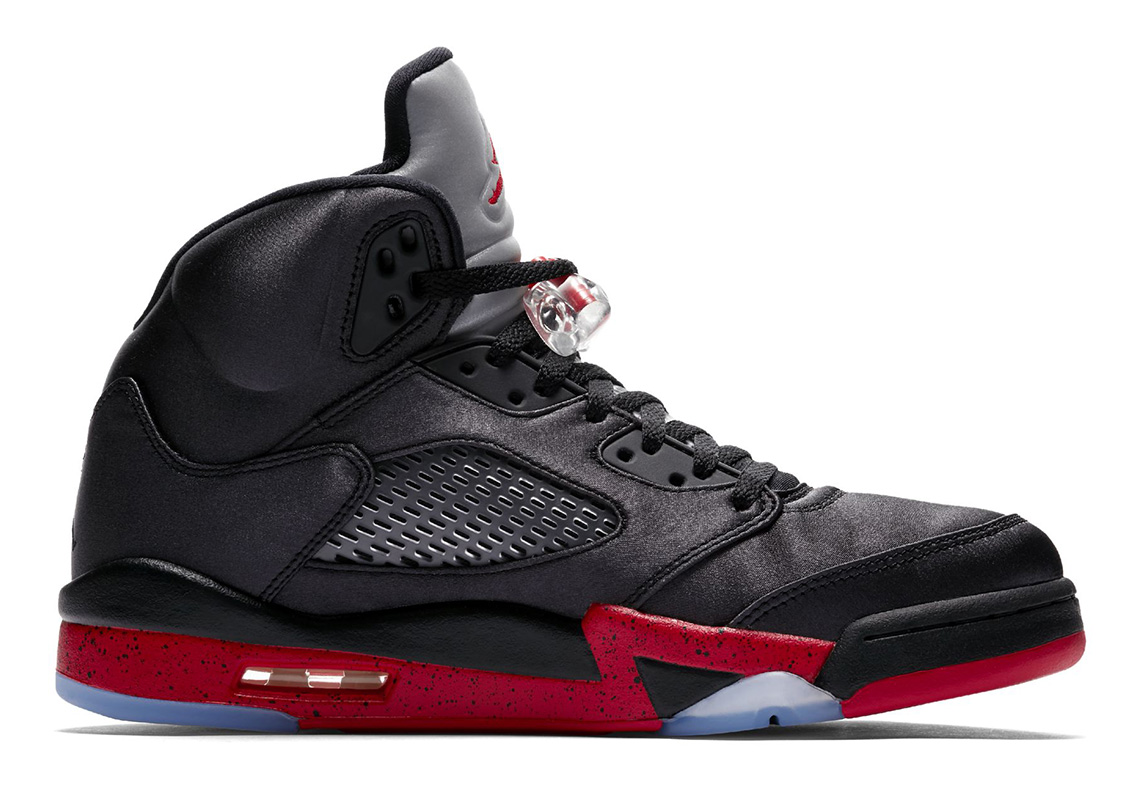 Air Jordan 5 Satin Black Red 136027-006 