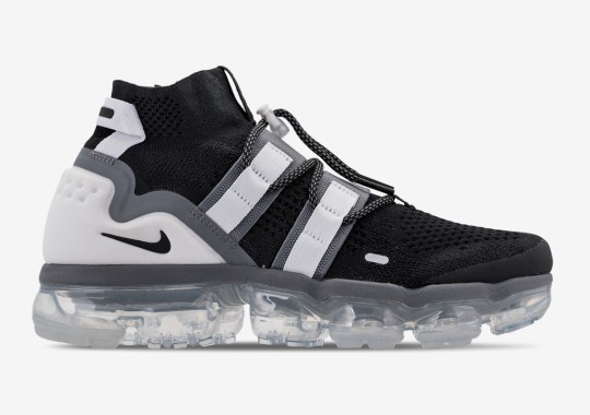 The Nike Vapormax Flyknit Utility In Black, Grey, And White