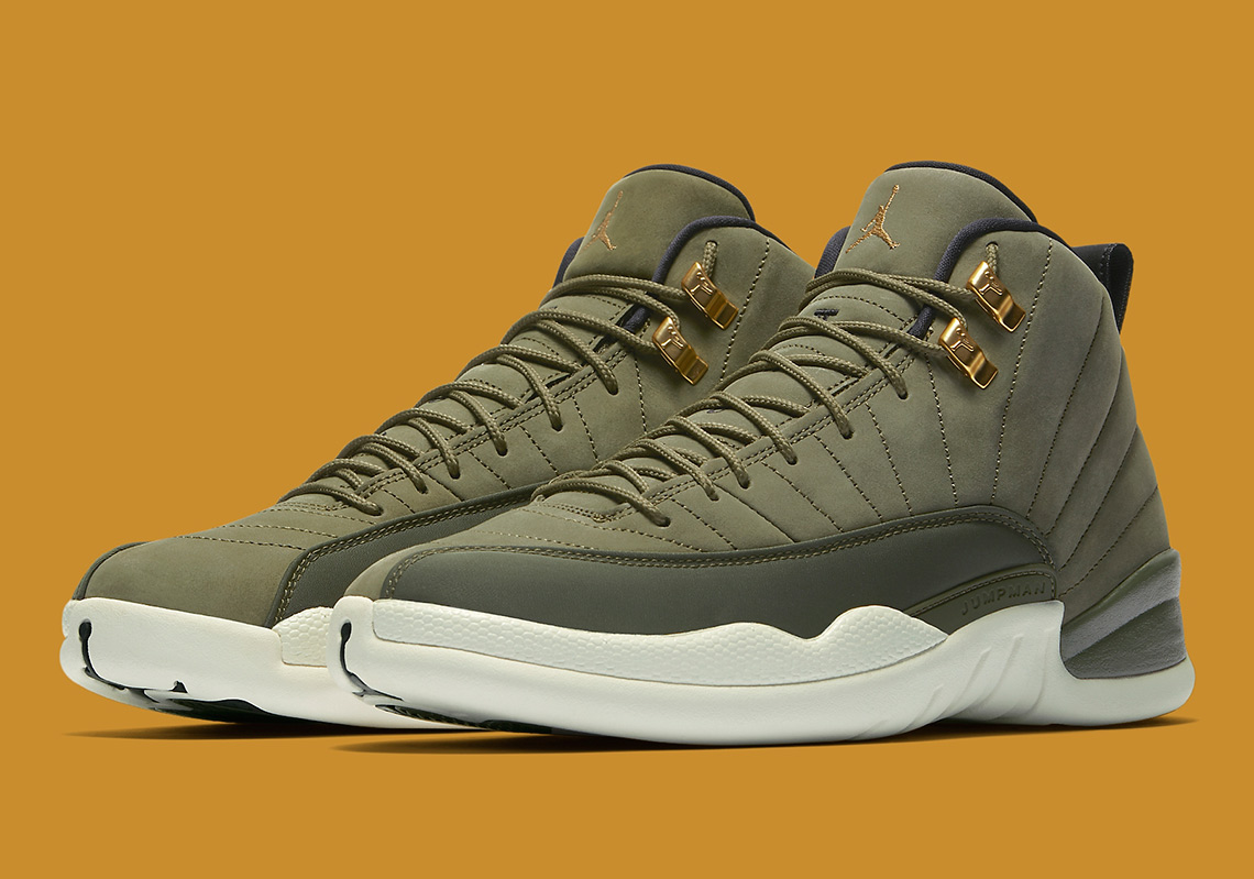 jordan 12 olive green on feet