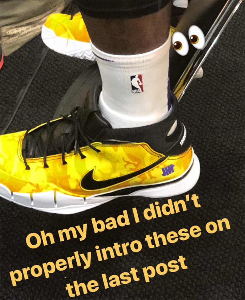 Lebron wearing cheap kobe shoes