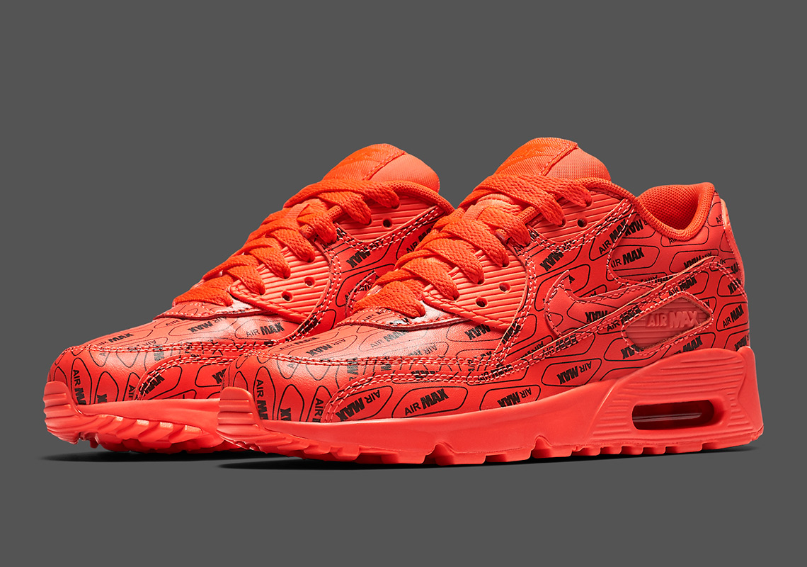 Nike Air Max 90 All Over Logo Red Black 