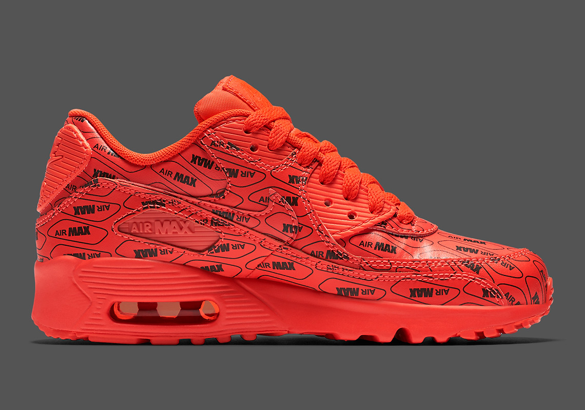 Nike Air Max 90 All Over Logo Red Black 