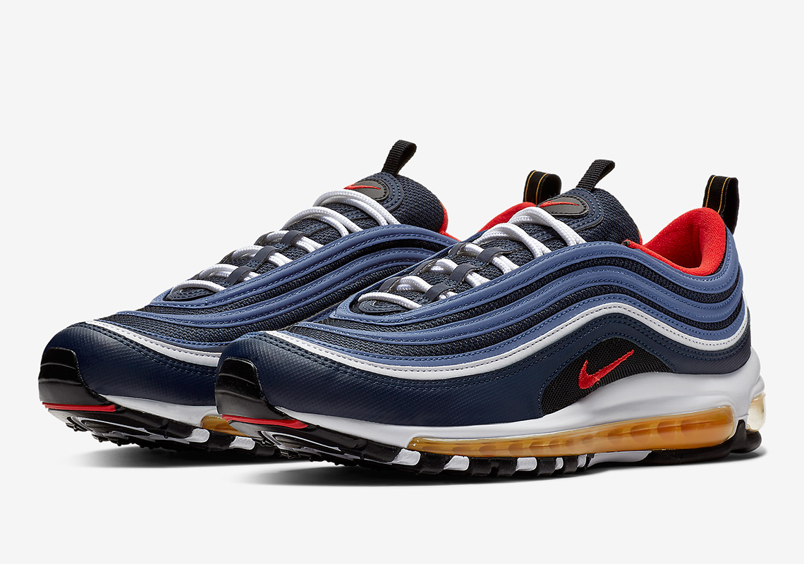 navy blue and white air max 97