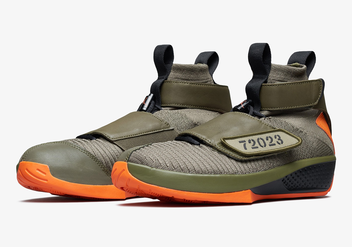 Air Jordan 20 Flyknit Olive Orange Flight Jacket 1