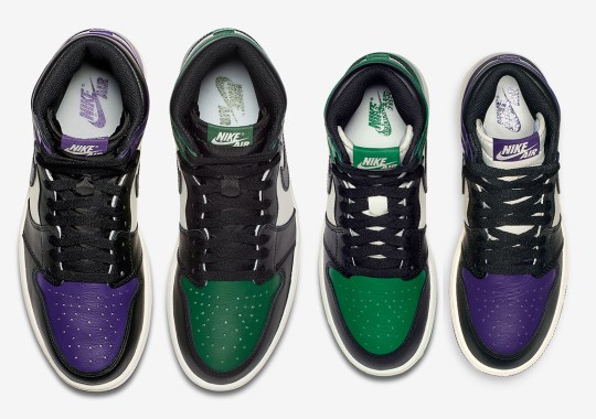 Expect White Tongues On The Air Jordan 1 “Court Purple” And “Pine Green” For Kids