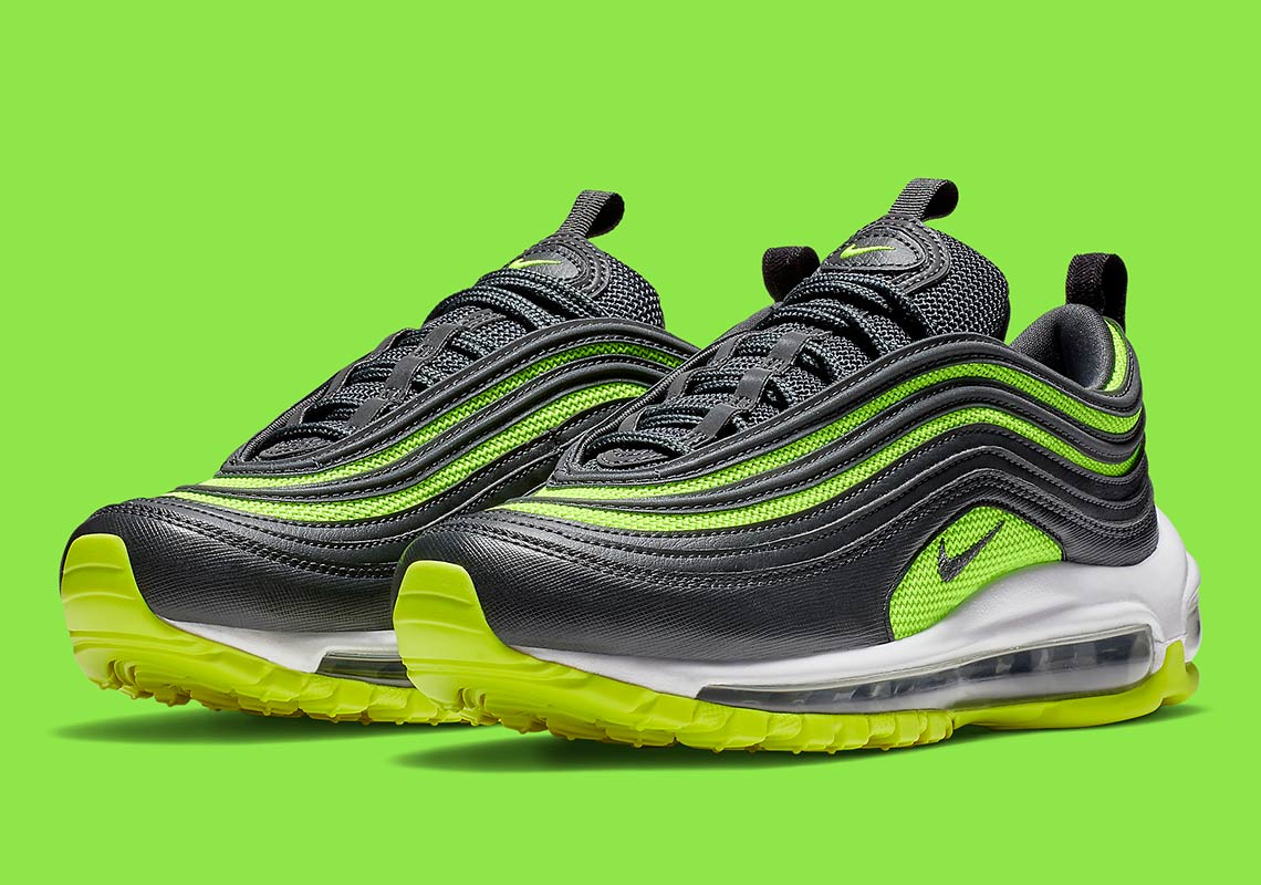 black and lime green air max 97