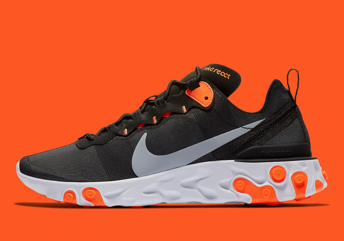 nike react element 55 orange and black