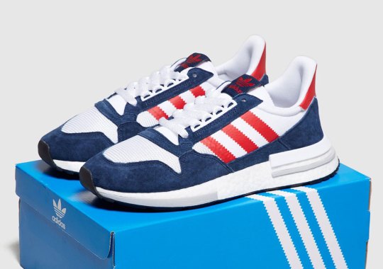 The adidas tapered ZX 500 RM Returns In Navy And Red