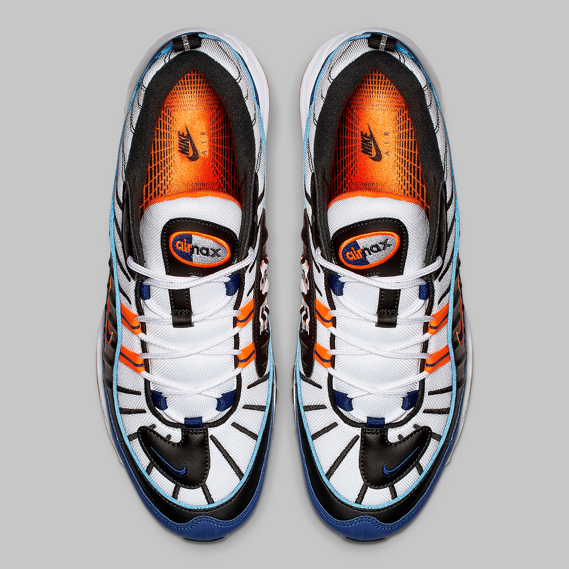 nike air max 98 white blue orange & black