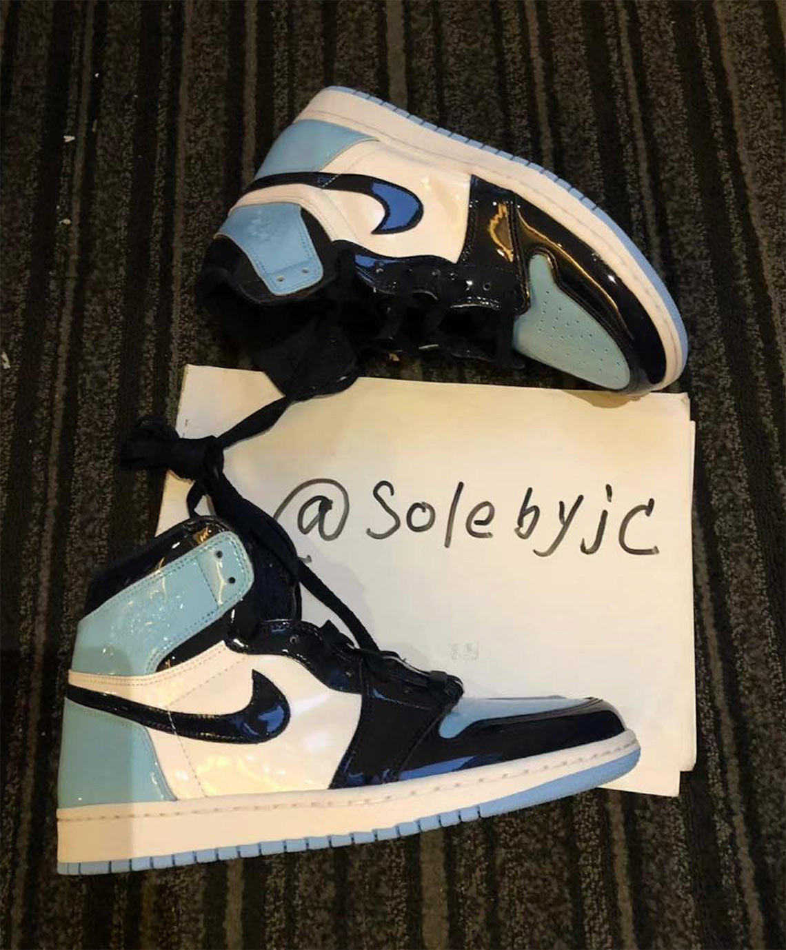 Jordan 1 carolina sale blue patent leather