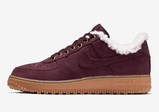The Sherpa-Lined Nike Air Force 1 Appears In Burgundy Crush