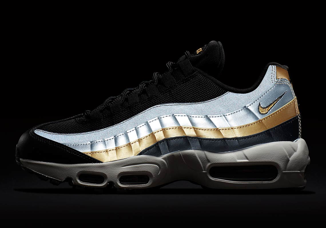 gold and silver air max 95