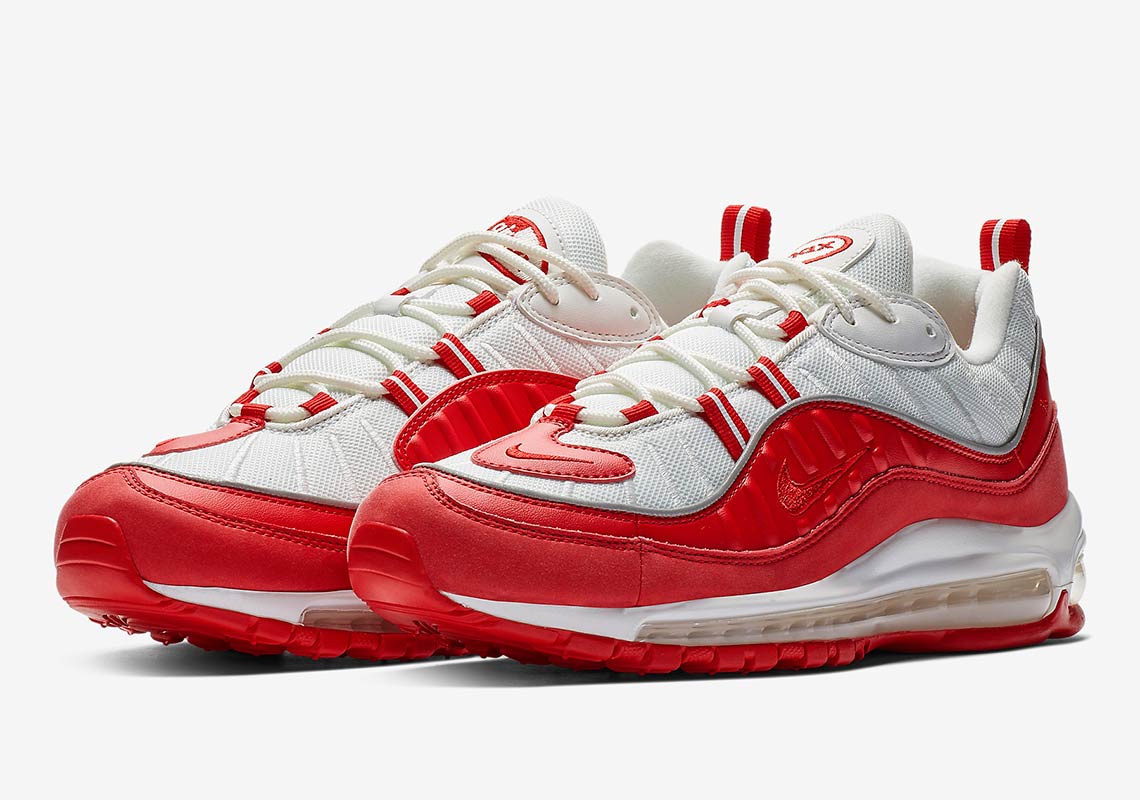 white and red air max 98