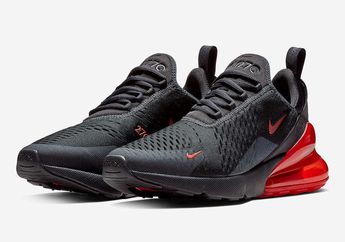 nike air max 270 black with red bubble