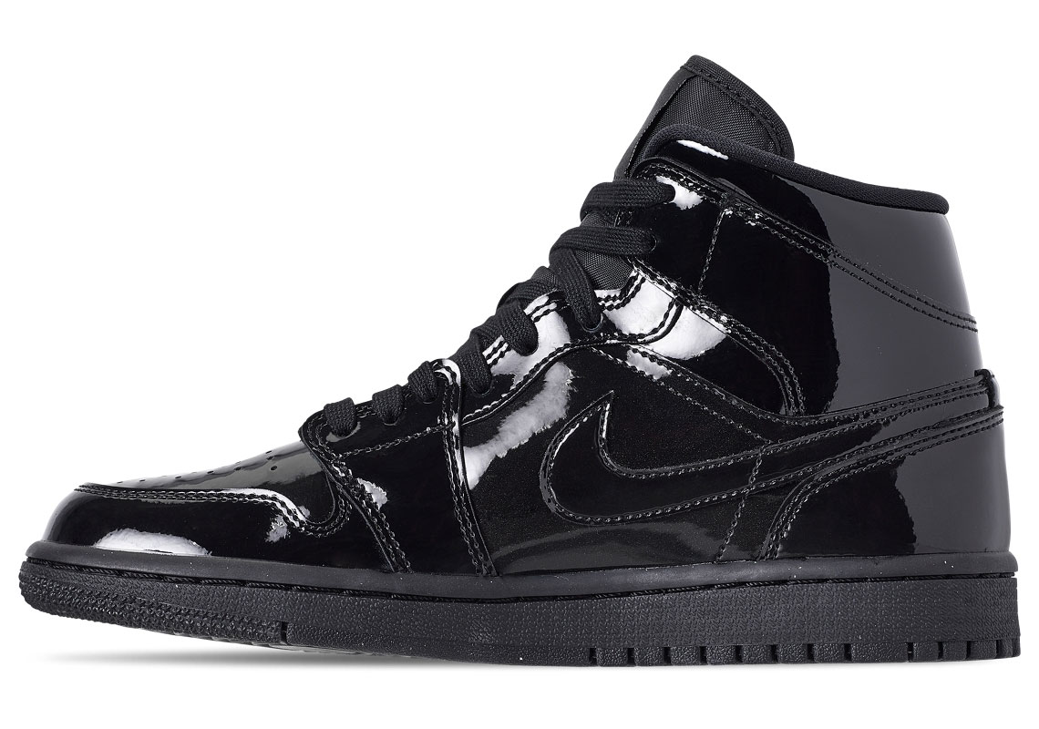 Air Jordan 1 Mid Black Patent Leather 