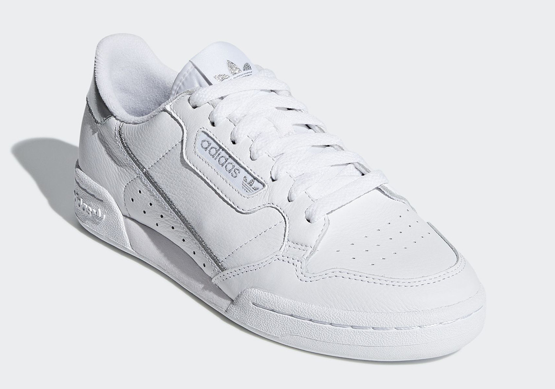 Adidas originals continental 8's in white and on sale silver