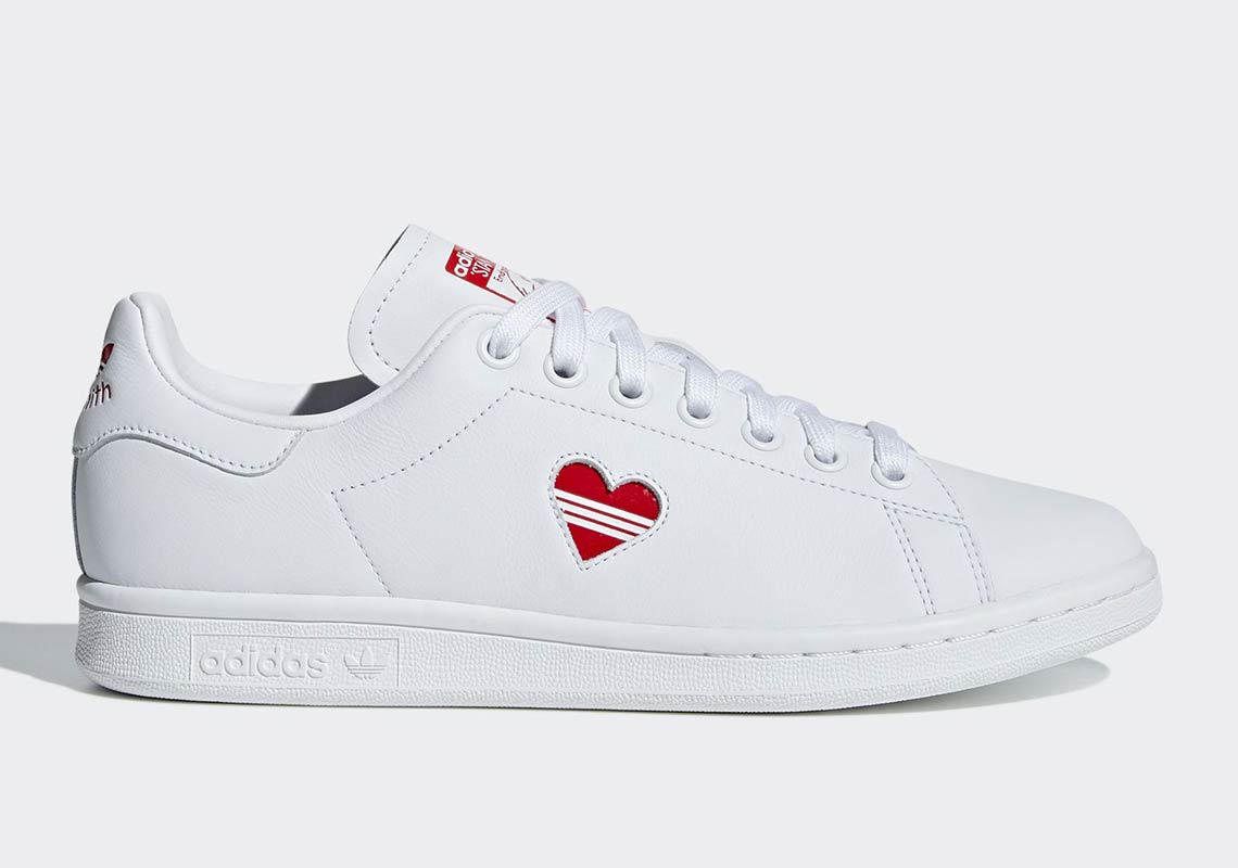 stan smith red heart shoes