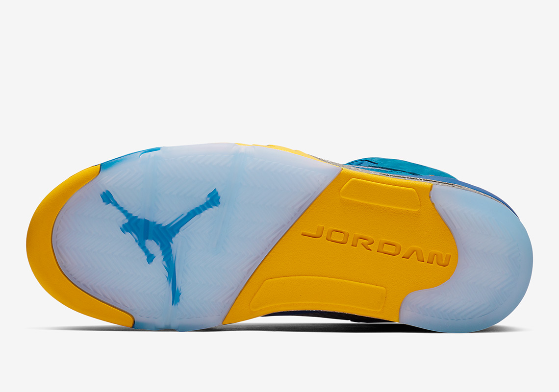 blue and yellow jordan 5 219