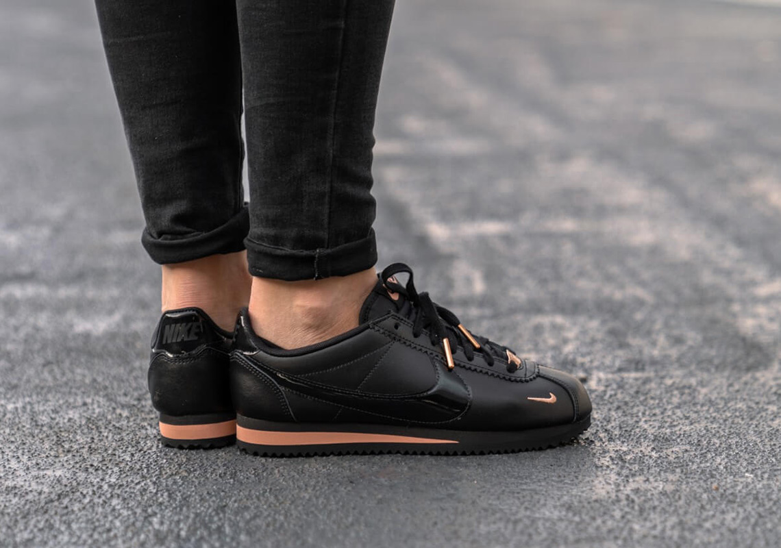 Nike Women's Classic Cortez Premium Black/Black-Rose Gold - 905614-010