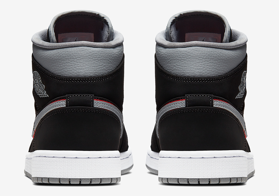 Air Jordan 1 Mid &quot;Black/Grey/Red&quot; Details