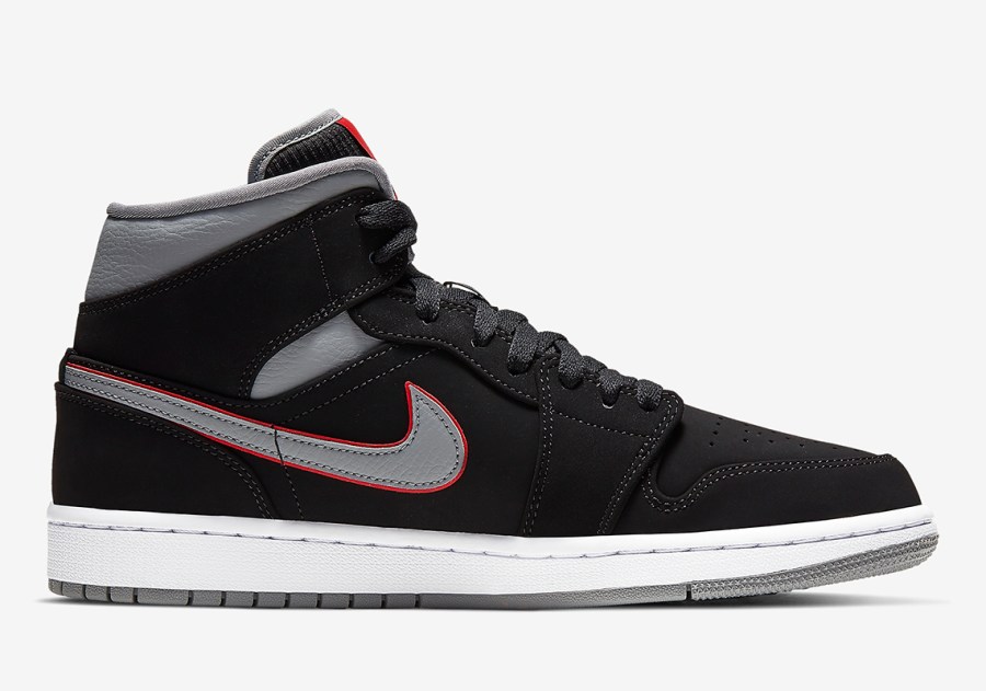 Jordan 1 Mid Black Grey Red 554724-060 Info | SneakerNews.com