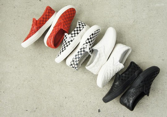 Engineered Garments And Vans Work On Leather Checkerboard Slip-Ons