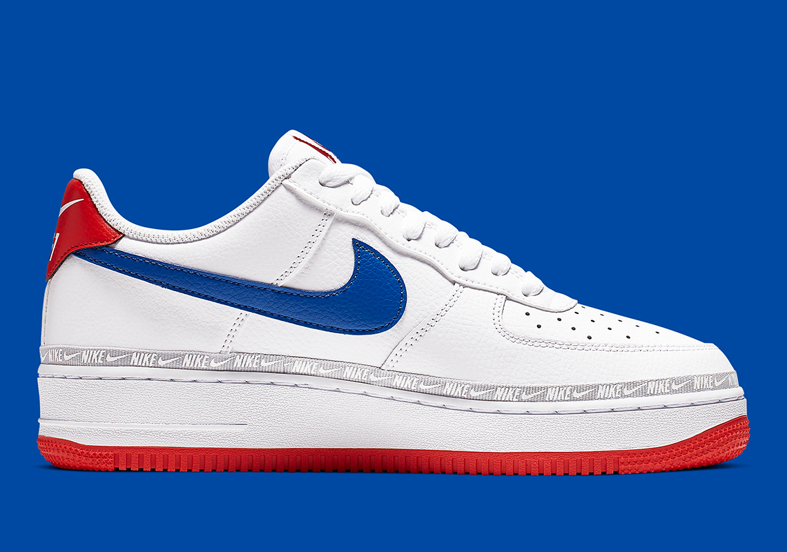 white red and blue air force ones