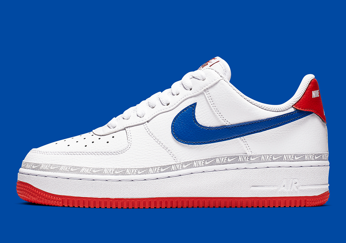 air force 1 white and red and blue