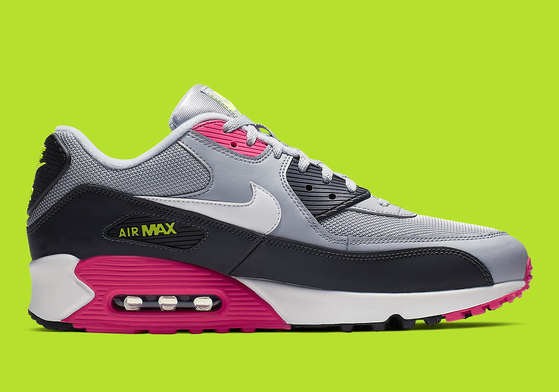 Nike Air Max 90 Grey Pink Volt AJ1285-020 Info | SneakerNews.com