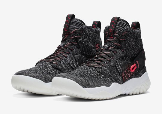 The Jordan Apex React Appears In Heathered Grey And Crimson