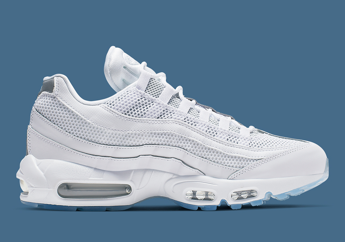 white and silver air max 95