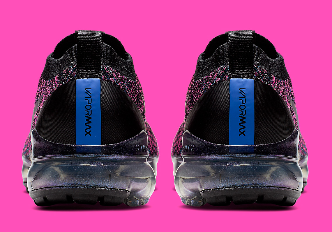 Air vapormax flyknit 3 black cheap racer blue  and  fuchsia