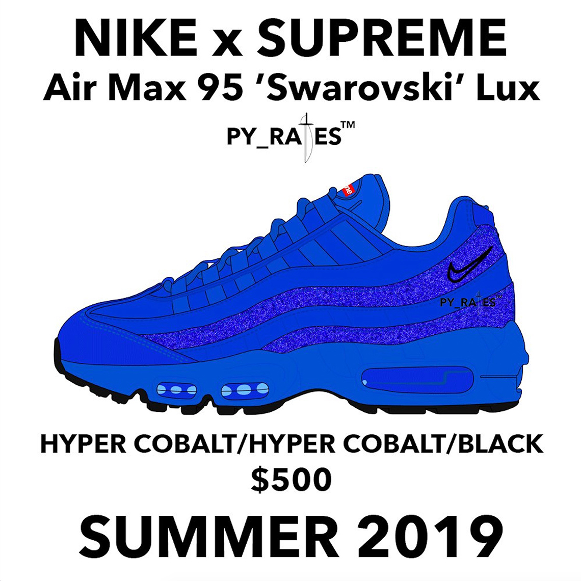 supreme black nike air max 95 swarovski blue1