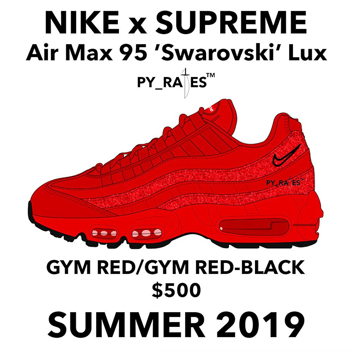 supreme black nike air max 95 swarovski red1