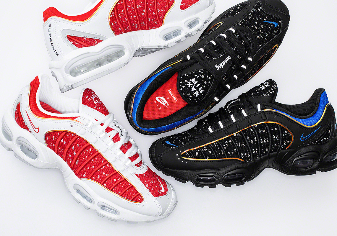 Supreme Nike Air Max Tailwind 4 AT3854-001 + AT3854-100 Release 