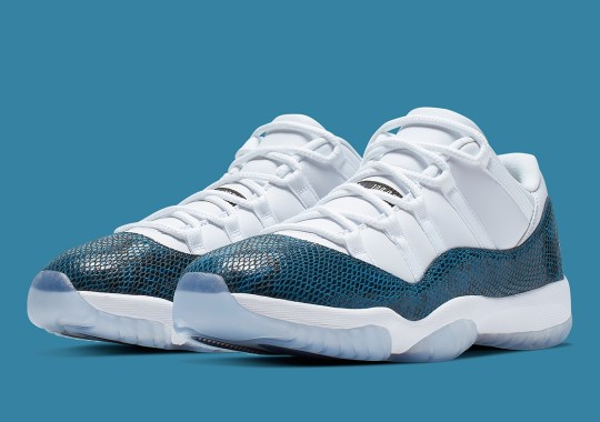 Official Images Of The Air Jordan 11 Low “Snakeskin” In Navy