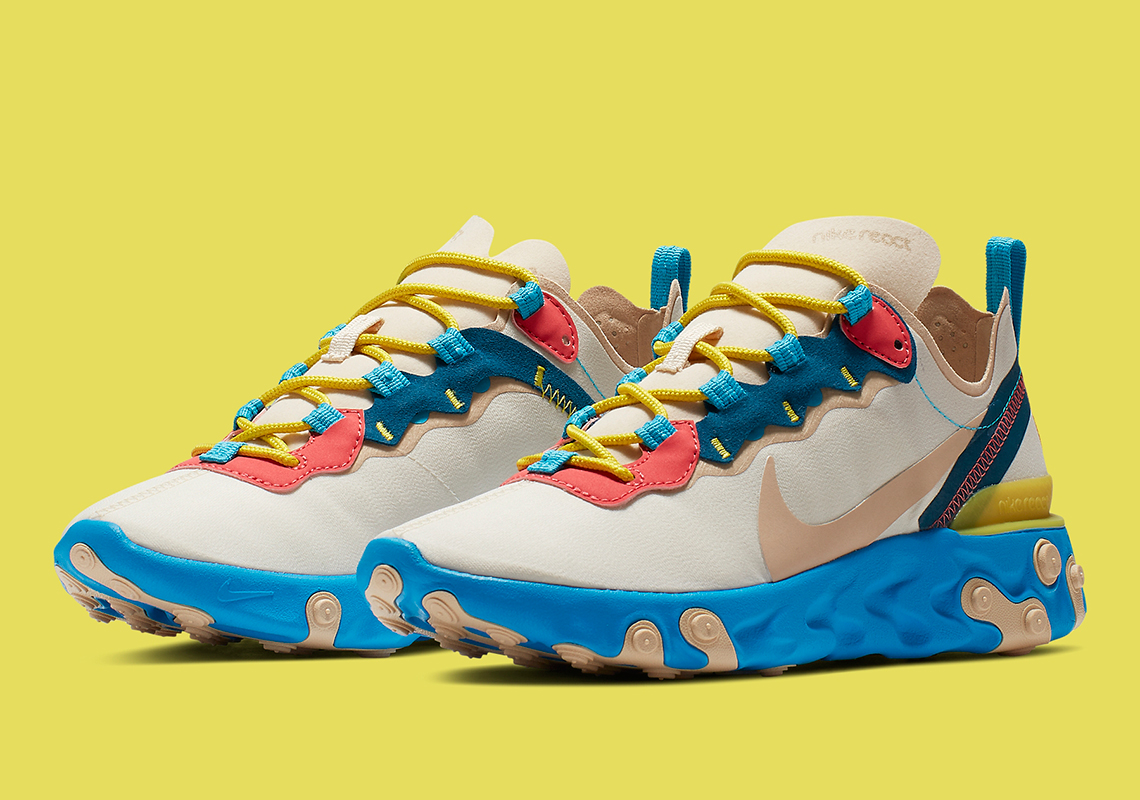 Nike React Element 55 Tan Blue Red 