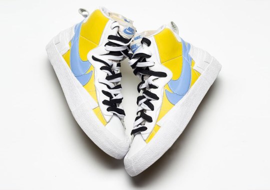 Detailed Look At The sacai x Nike Blazer In Blue And Yellow